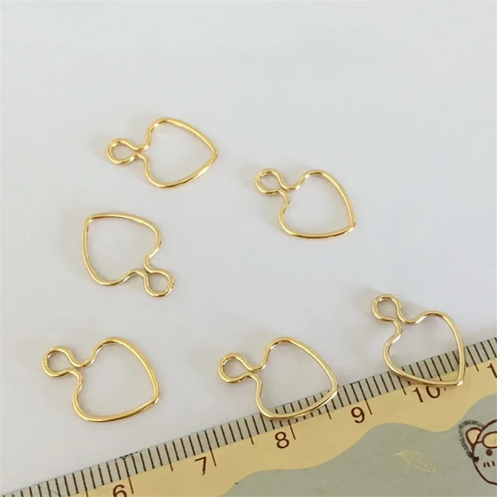 5pcs 14K Gold Filled Love Heart Drop Charms for Valentines Bracelet Necklace 10mm 15.5mm