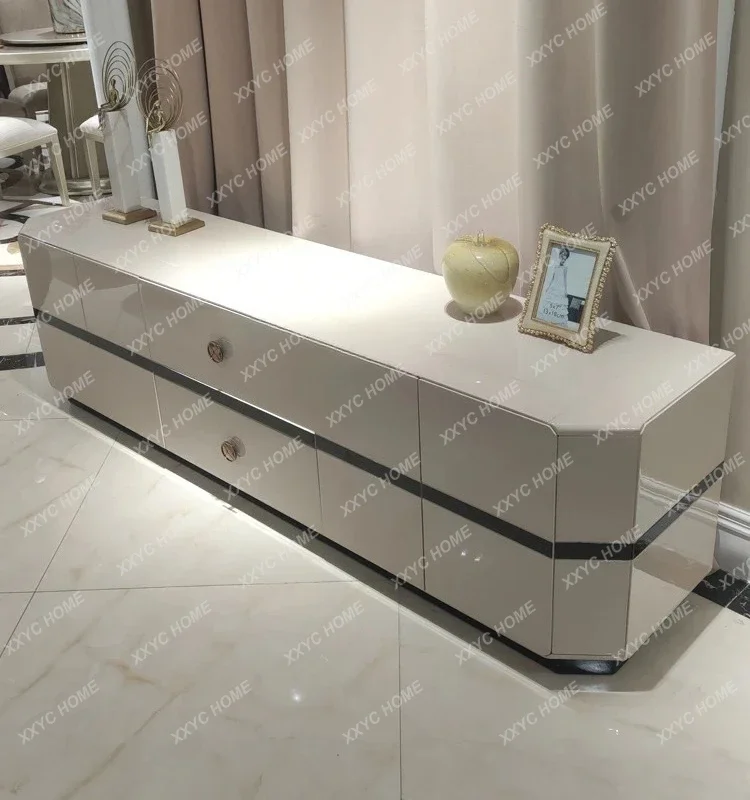 

A Italian light luxury solid wood TV cabinet living room high-end villa large floor cabinet floor cabinet postmodern furniture