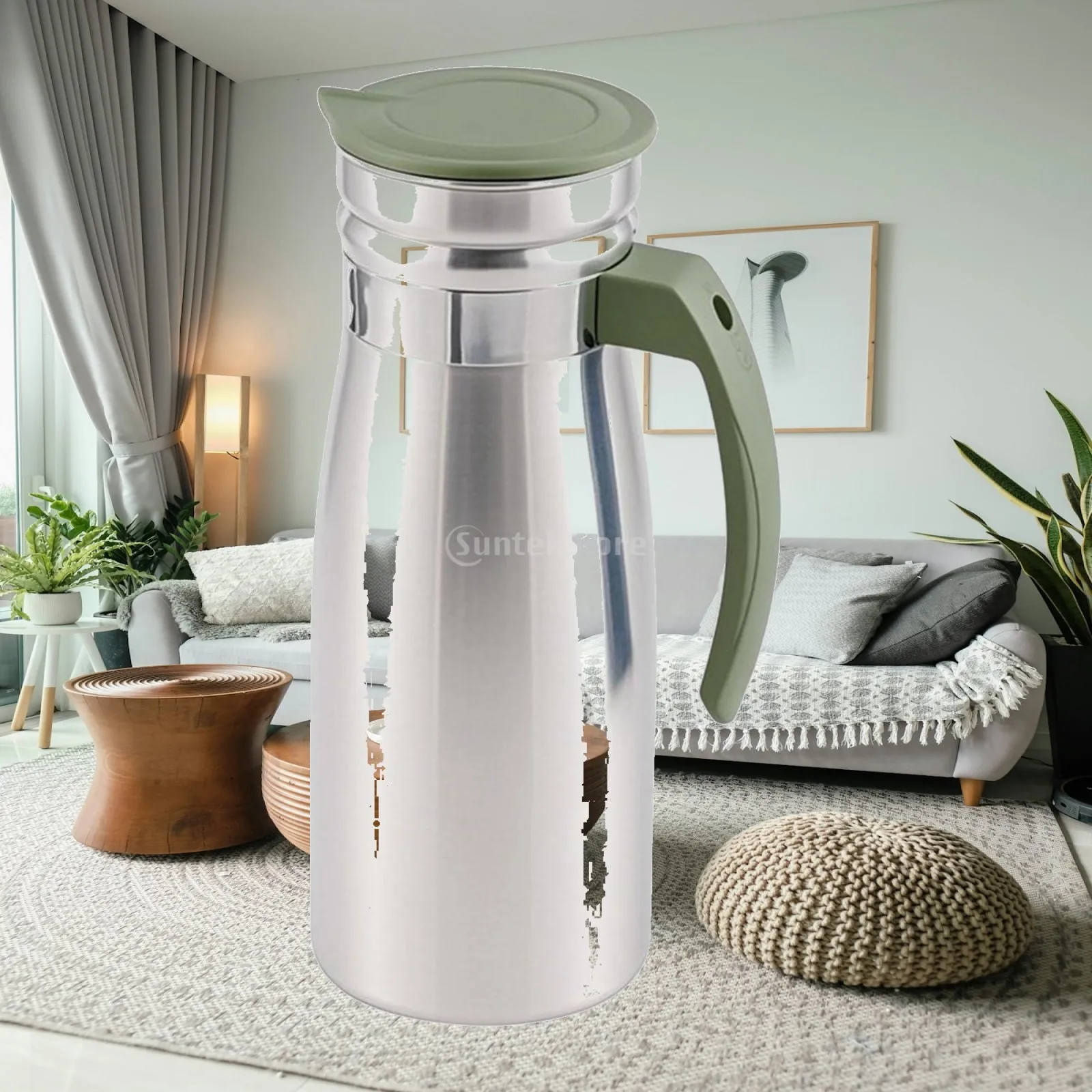 1000ml Stainless Steel Iced Tea Juice Pitcher 8.5x23cm Multipurpose Large Capacity Break Resistant for Hote Barsl with Handle