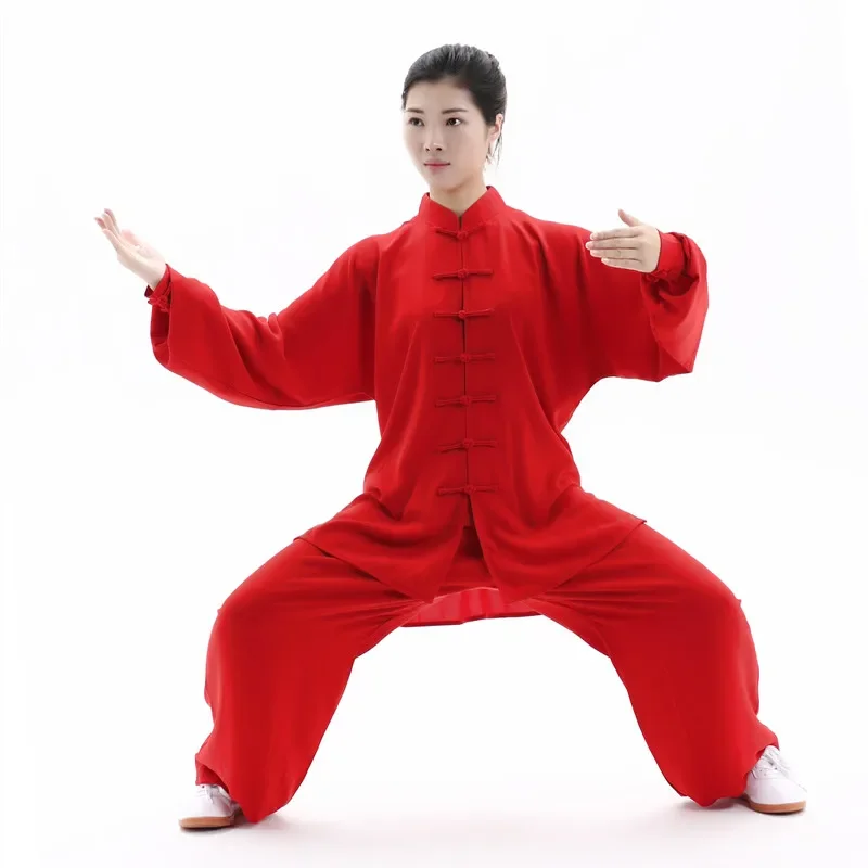 Abiti tradizionali cinesi Uomo Donna Adulto Tai Chi Kung Fu Uniforme Cotone più seta Arti Performance Abiti da pratica Wushu