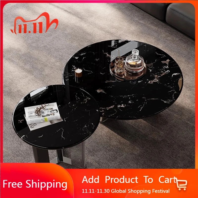 

Round Modern Coffee Table Decoration Luxury Bedroom Living Room Designer Side Table Moving Mesa Auxiliar Chinese Style Furniture