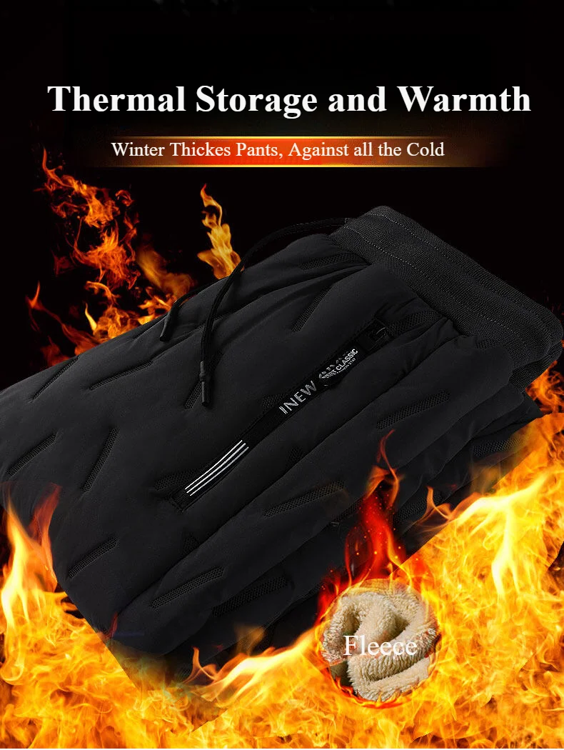 Winter Sweatwear Männer Verdicken Fleece Futter Sweatpant Thermische Hosen Casual Hosen Wasserdicht Winddicht Warme Samt Hosen – Detail 2