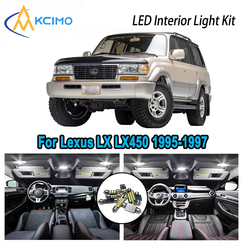 

Для Lexus LX LX450 1995-1997 1995 1996 1997 Премиум Яркий светодиодный внутренний купол Карта багажника Комплект автомобильных светодиодных ламп Canbus без ошибок