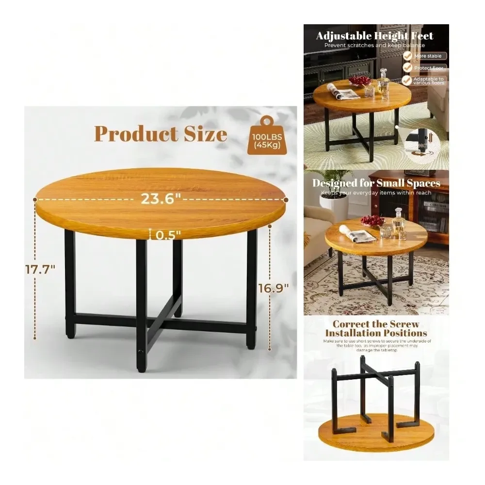 

Coffee Table, Small Coffee Tables Living Room, Wood Coffee Table With Metal Frame, Floor Table Desk Sitting On Floor, Home, Off