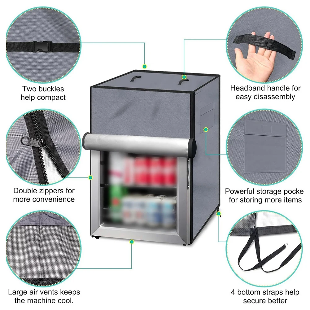 Cubierta para refrigerador al aire libre, cubierta vertical impermeable para mini congeladores verticales Cubierta impermeable para refrigerador a prueba de polvo para exteriores