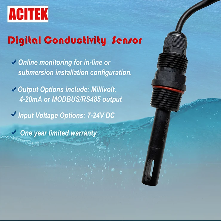 Online Constantly Monitoring Industrial Conductivity Probe K1.0 Digital RS485 ODM Customizable 12-Month Warranty Acitek 0.01 pH