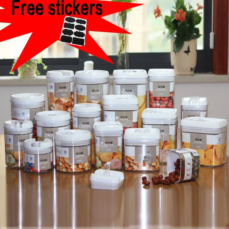 

Multi-capacity Plastic Food Storage Box Kitchen Refrigerator Containers Transparent Sealed Cans Lid 1900ml fresh-keeping Tanks