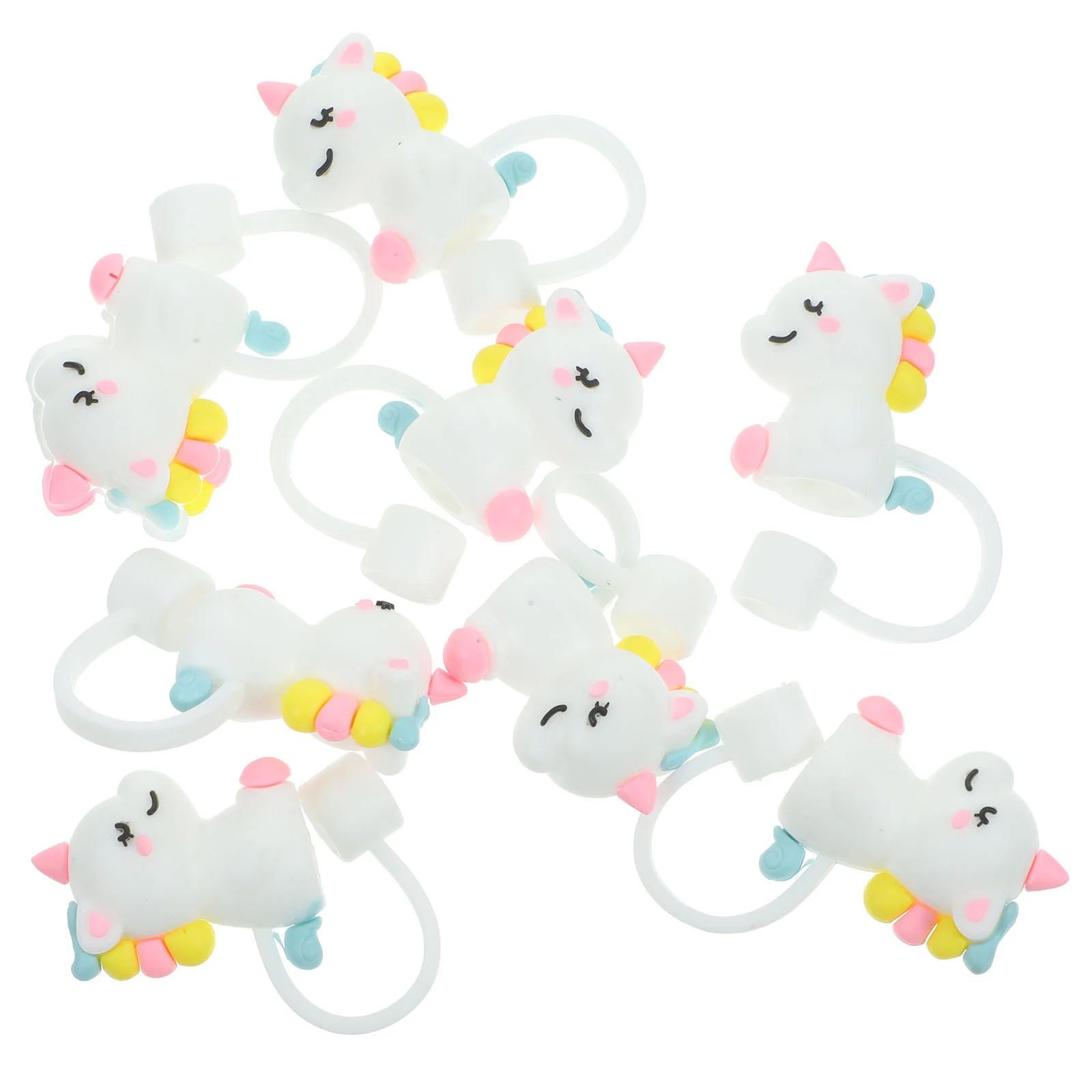 

8 Pcs Unicorn Straw Plugs Coffee Straws Silicone Tips Lid Splash Proof Cute Silica Gel Drinking Covers