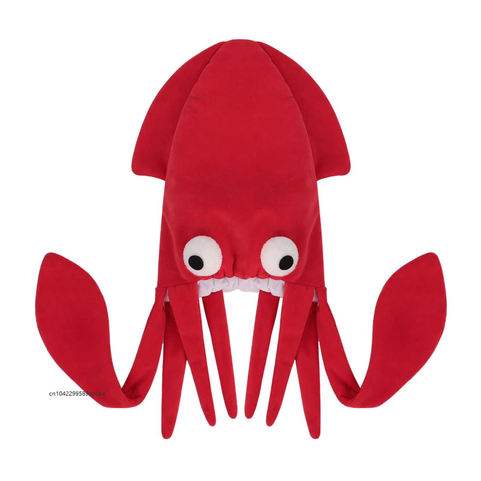 Funny Plush Squid Hat With Cartoon Eyes Soft Octopus Tentacle Headwear Animal Costume Accessory Halloween Carnival Party Prop