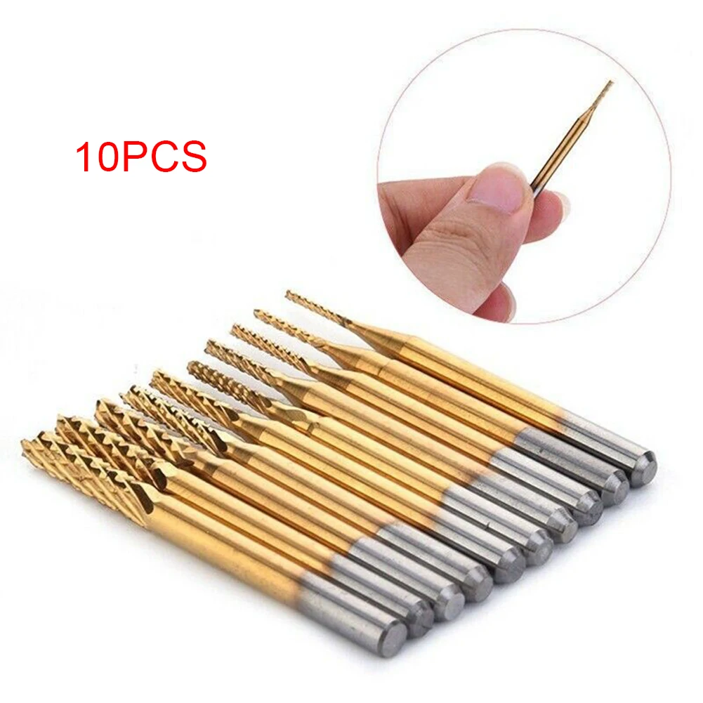 

10Pcs set End Mill 1/8\\\\\\\\\\\\\\\\\\\\\\\\\\\\\\\" Shank Coated Carbide CNC Milling Cutter Router Bits New