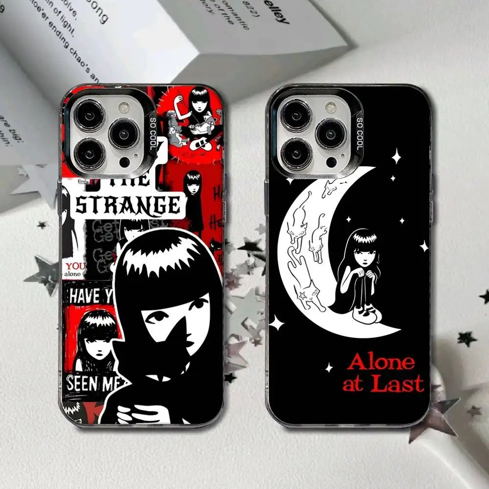 

E-Emily The Strange Phone Case For iPhone 16,15,14,13,12,11,8,7,Pro,Max,Plus,Mini,XS,SE Black Matte Hard