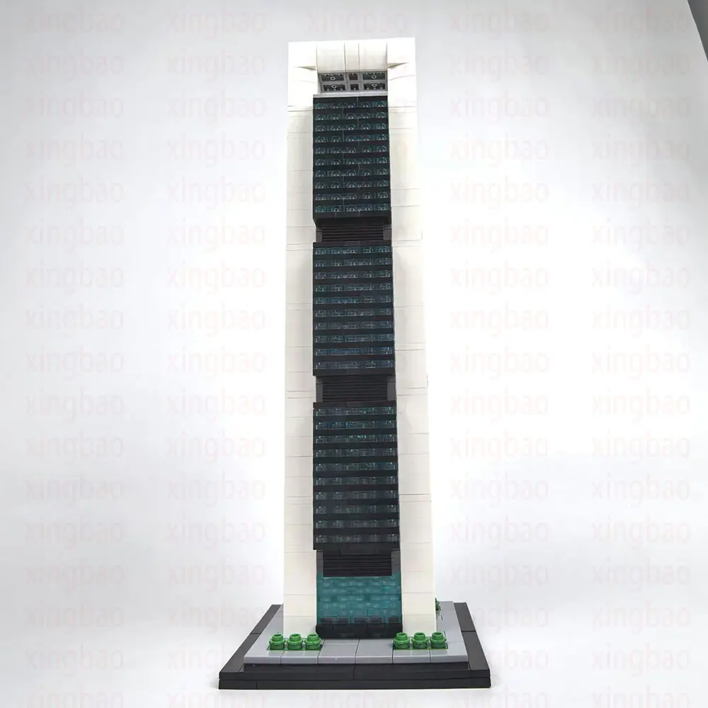 

1027PCS MOC 1:800 Madrid CuatroTorres Building Tower Small Particle Assembled Building Blocks Street View Building Model Toy