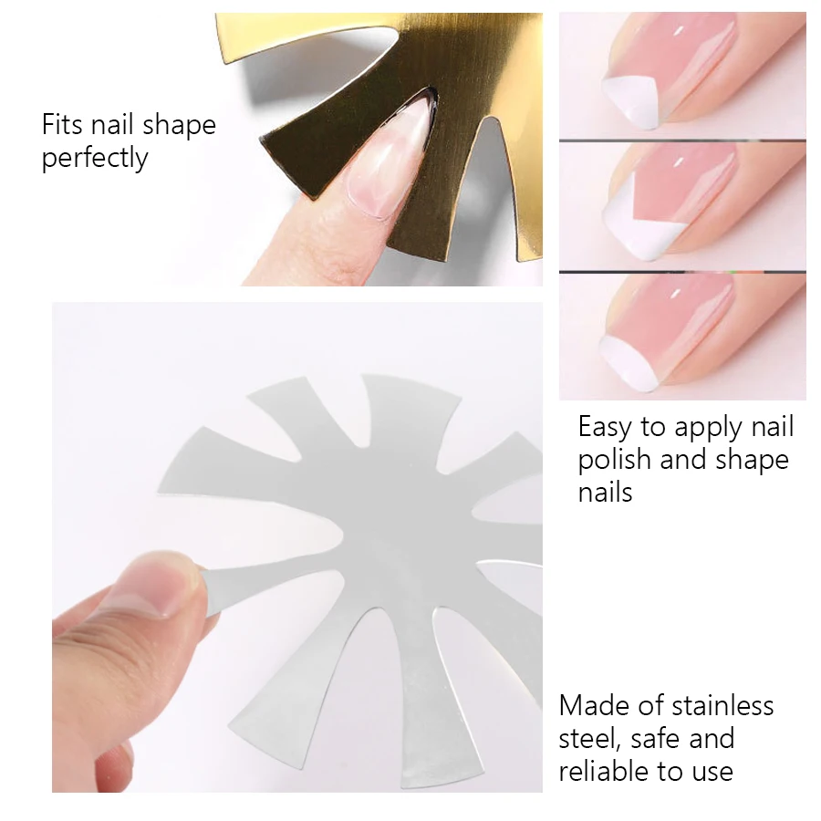 Französische Maniküre V-Linien-Kantenformer Nagelschablone Styling-Form Perfekte Lächelnlinien-Formungsvorlage für Salon & Heimgebrauch – Detail 3
