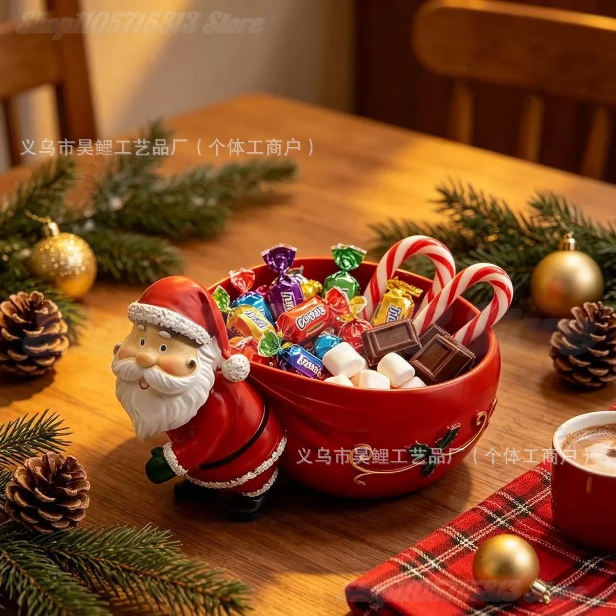 Christmas Santa Claus Resin Storage Tray Santa Sack Candy Dish Key Holder Desktop Ornament Xmas Home Table Decor  Holiday Gift