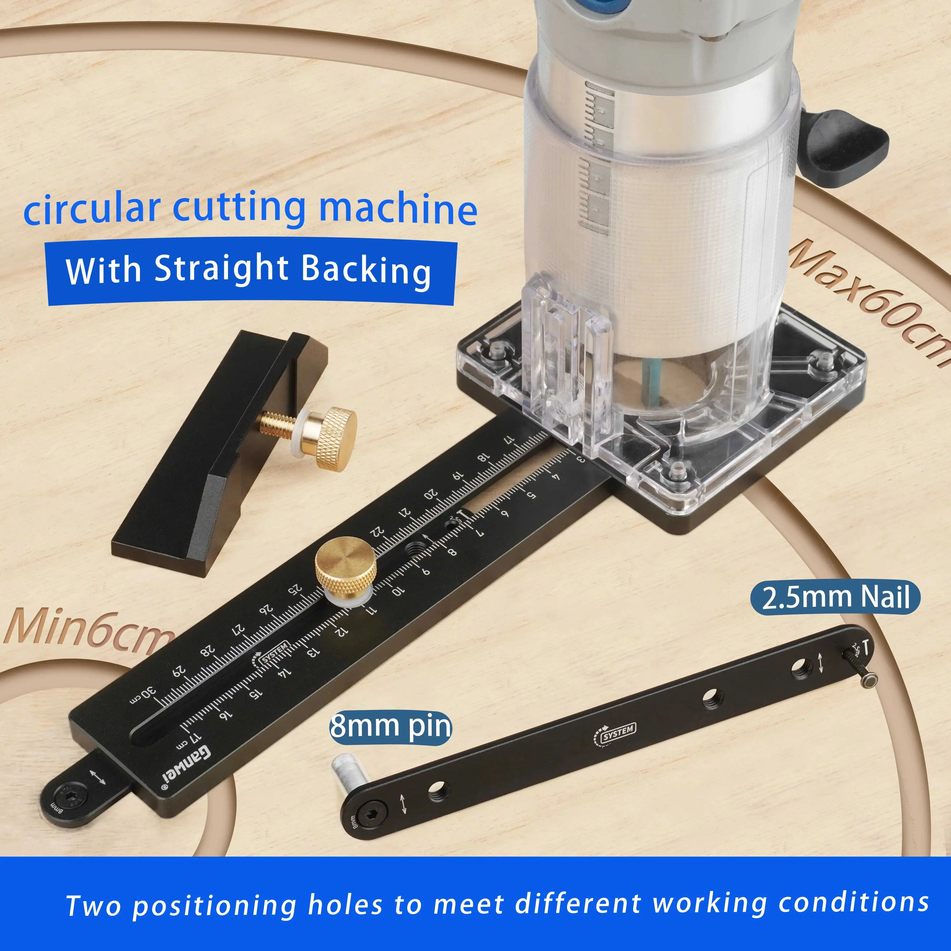 Woodworking Circular Cutting Electric Trimming Machine Fixture Woodworking Milling Circular Groove Base Scale DIY Tool