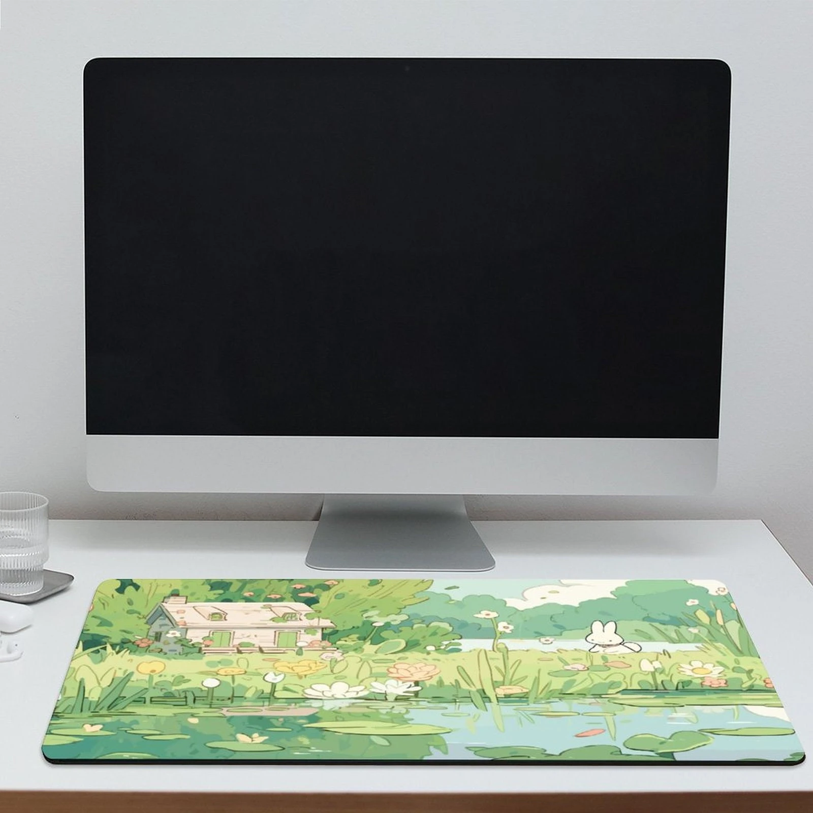Kawaii Green Rabbit Desk Mat Gamer Mousepad Room Decor Pc Accessories Mouse Pads Gamer Setup Gaming Mouse Mat Keyboard Pad