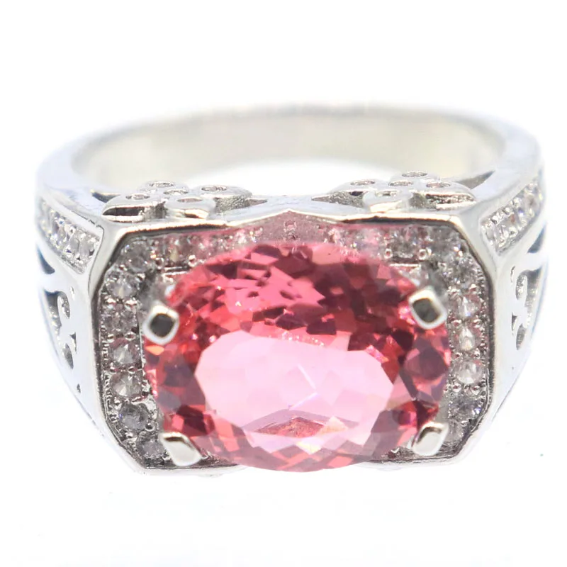 Buy 4 Get 1 Free 22x12mm 5.8g Lovely Cute Pink Morganite Green Peridot Swiss Blue Topaz CZ Women Dating Silver Rings