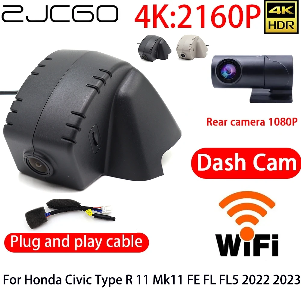 

ZJCGO 4K DVR Dash Cam Wifi Front Rear Camera 24h Monitor For Honda Civic Type R 11 Mk11 FE FL FL5 2022 2023