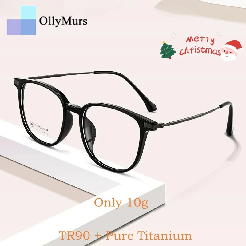 

OLLYMURS Сверхлегкие модные гибкие очки TR90 из чистого титана в стиле ретро, круглые оптические очки по рецепту, оправа для мужчин и женщин