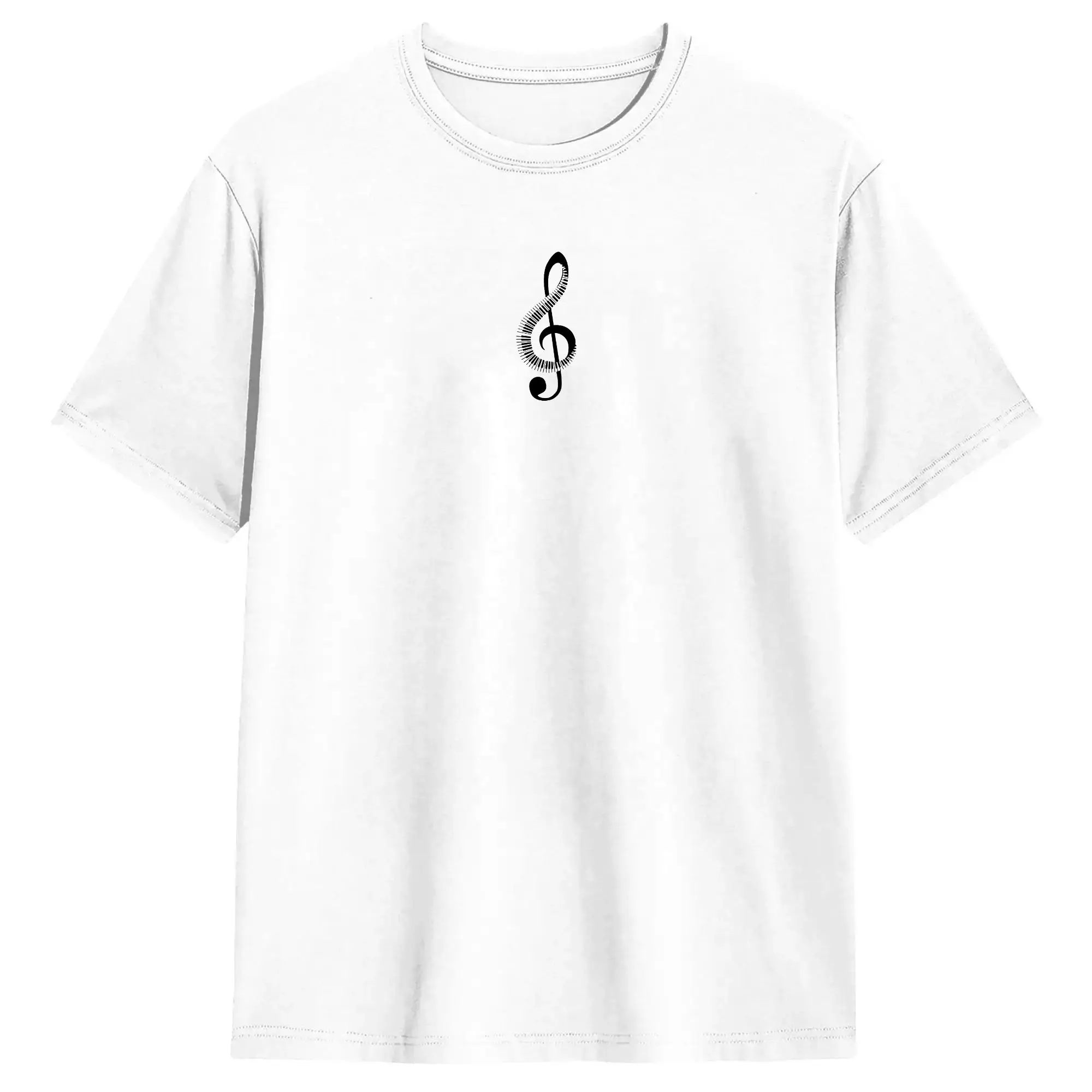 Creative Treble Clef Sign With Piano Keyboard T-Shirt for Men O Neck Cotton T Shirt  Short Sleeve Tees Birthday Gift Clothing