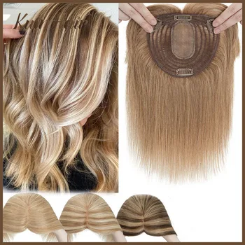 Recht Vrouwen Topper Haar Ademend Zijden Top Basis Met Pony Clip in Vrouwen Pruiken 100% Echt Natuurlijk Menselijk Haar 12x13 cm Haarstukje