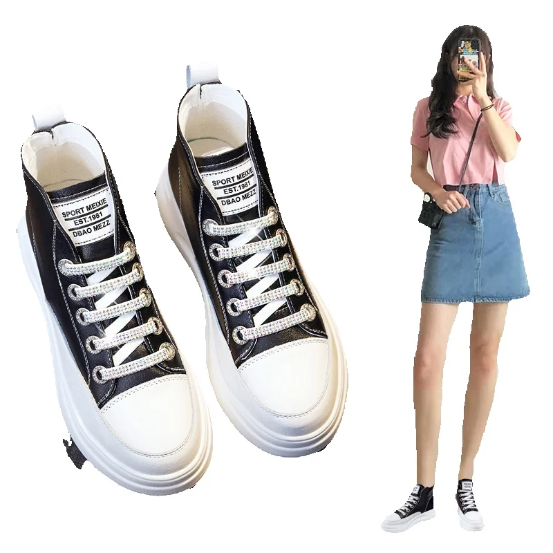 Weiße High-top Skateboardschuhe Damen Sneaker Für Den Winter_voghion.com