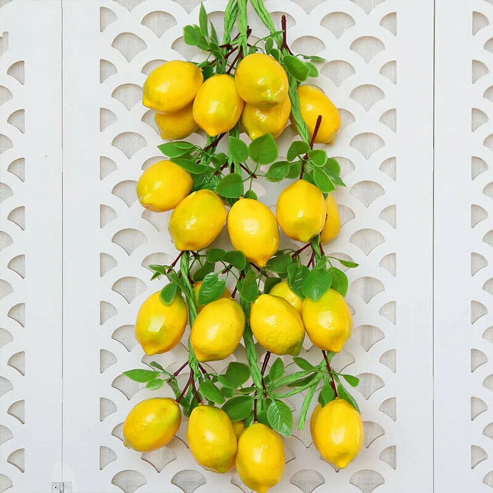 2pcs 52CM Artificial Fake Lemons String Modle Fruits Photography Props For Garden Christmas Home Wall Decoration DIY Ornaments