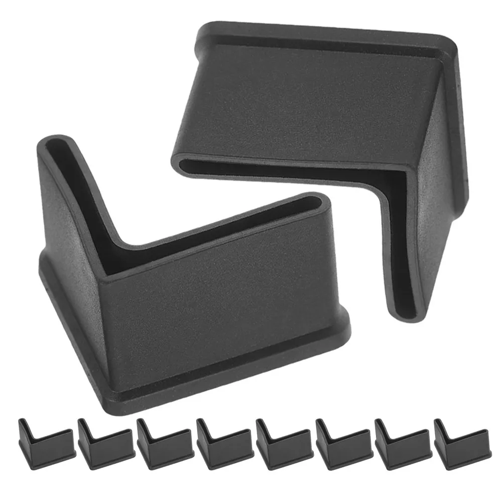 10Pcs Furniture Leg Protectors L Shaped Rubber Foot Covers Non Slip Bed Frame Stool Table Floor Protectors Black