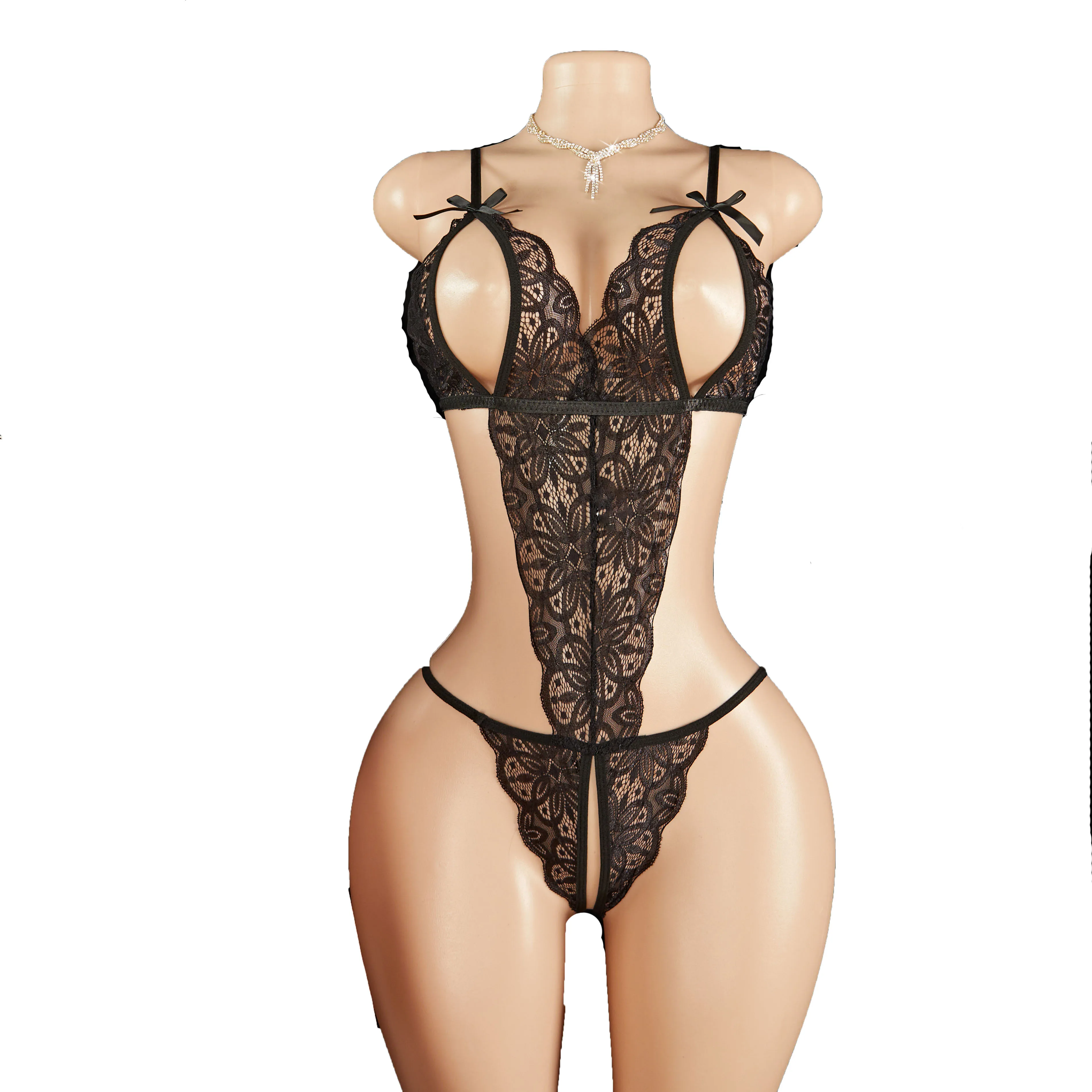 

Горячее сексуальное женское белье, эротический боди с открытой промежностью для секса, кружевное женское нижнее белье Babydoll, прозрачный открытый бюстгальтер, одежда с открытой спиной и бантом