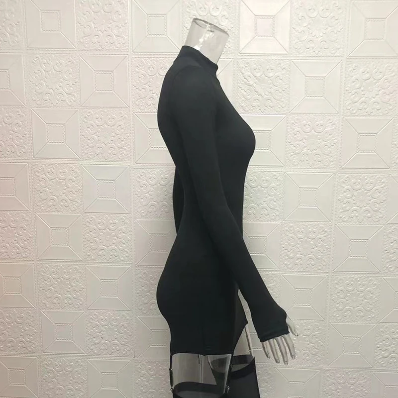 Conjunto de dos piezas de Vestido de manga larga con hebilla de gancho sexy, bolso ajustado, glúteos, color sólido, nuevo