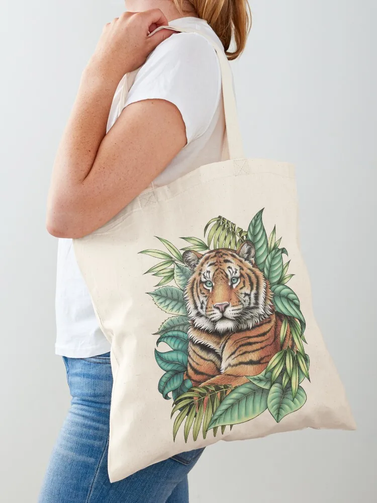

Sumatran Tiger Tote Bag Women's beach bags foldable reusable bag supermarket folding bag cute tote