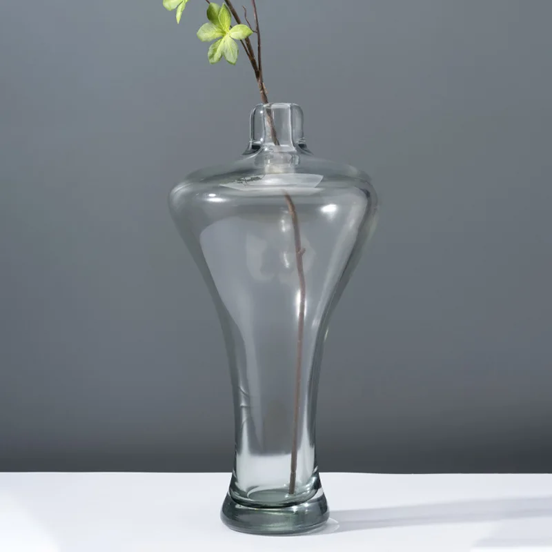 Simple transparent vase desktop flower arrangement glass bottle small diameter large bottle home decoration soft ornament
