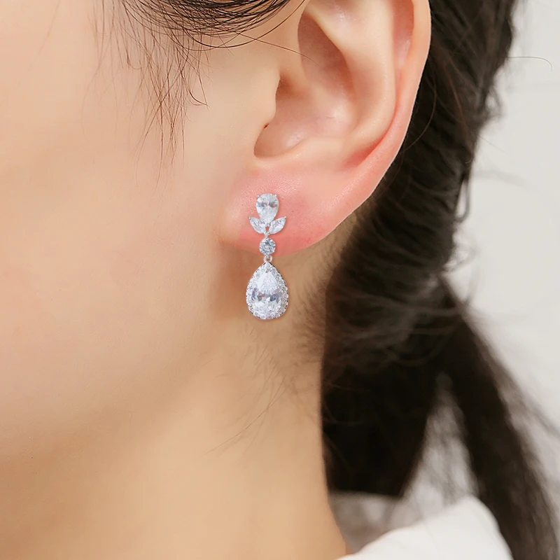 ZAKOL Stylish Geometric Drop Cubic Zirconia Earrings Women Elegant Bridal Wedding Party Jewelry Accessories Wholesale EP2242