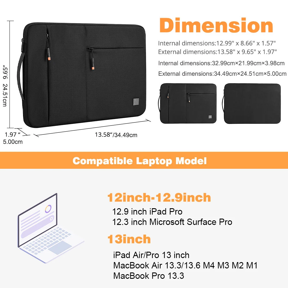 WIWU New Laptop Sleeve for MacBook Pro 14 2024 Waterproof Notebook Bag for MacBook Pro 16 Portable Carry Case for MacBook Air 13