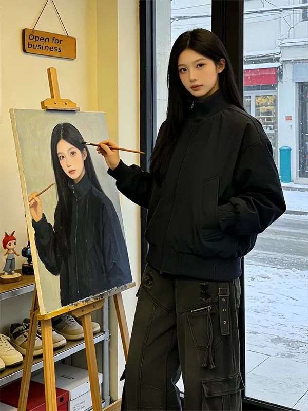 

Зимняя хлопковая куртка-бомбер Bla American Sle Flight Jaet для мужчин и женщин, утепленная, в уличном стиле, для бейсбола