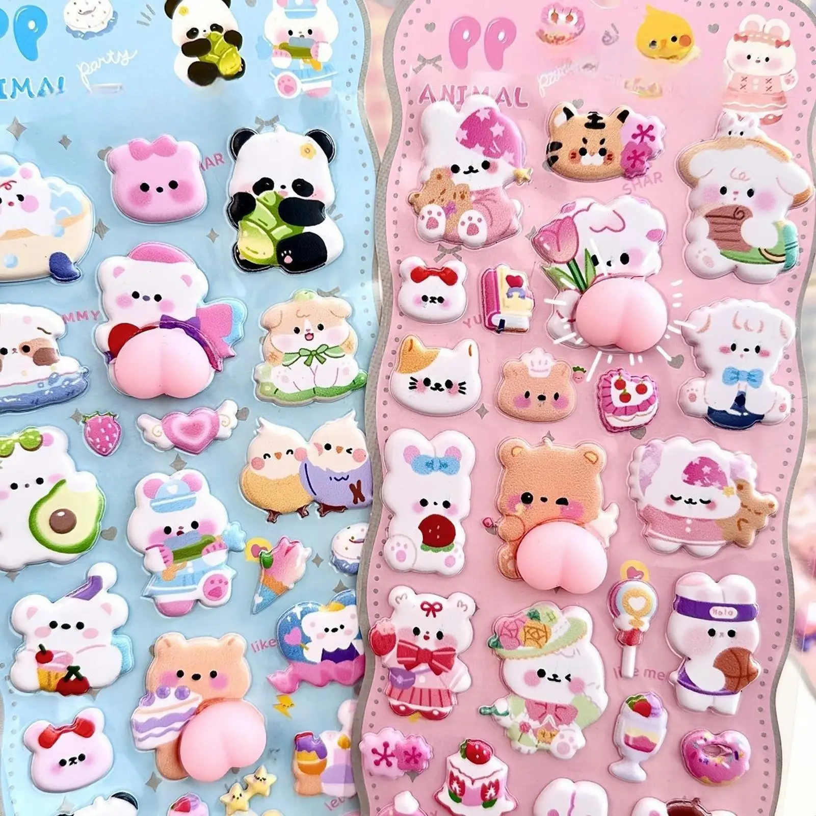 3D Stickers Animal Adhesive Toys Small Bunny Soft Bubble Stickers For Diary Scrapbook Pencil Case Tablet Phone Case Water Bottle