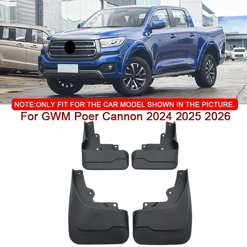 

For GWM Poer Cannon 2024 2025 2026 Car Styling ABS Car Mud Flaps Splash Guard Mudguards MudFlaps Front Rear Fender Accessories