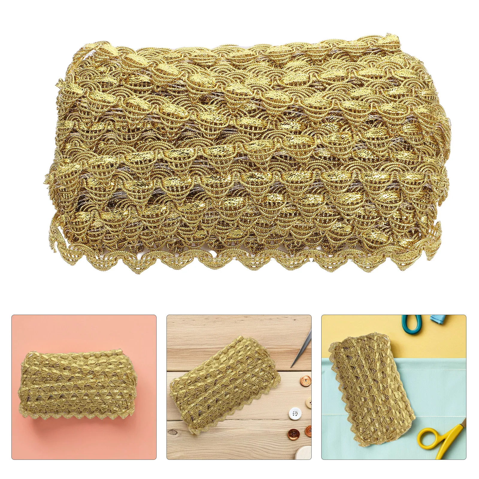 

Golden Lace Dress Trim Dance Costume Decorative Fabric Craft Embellishment Embroidery Floral Border Applique