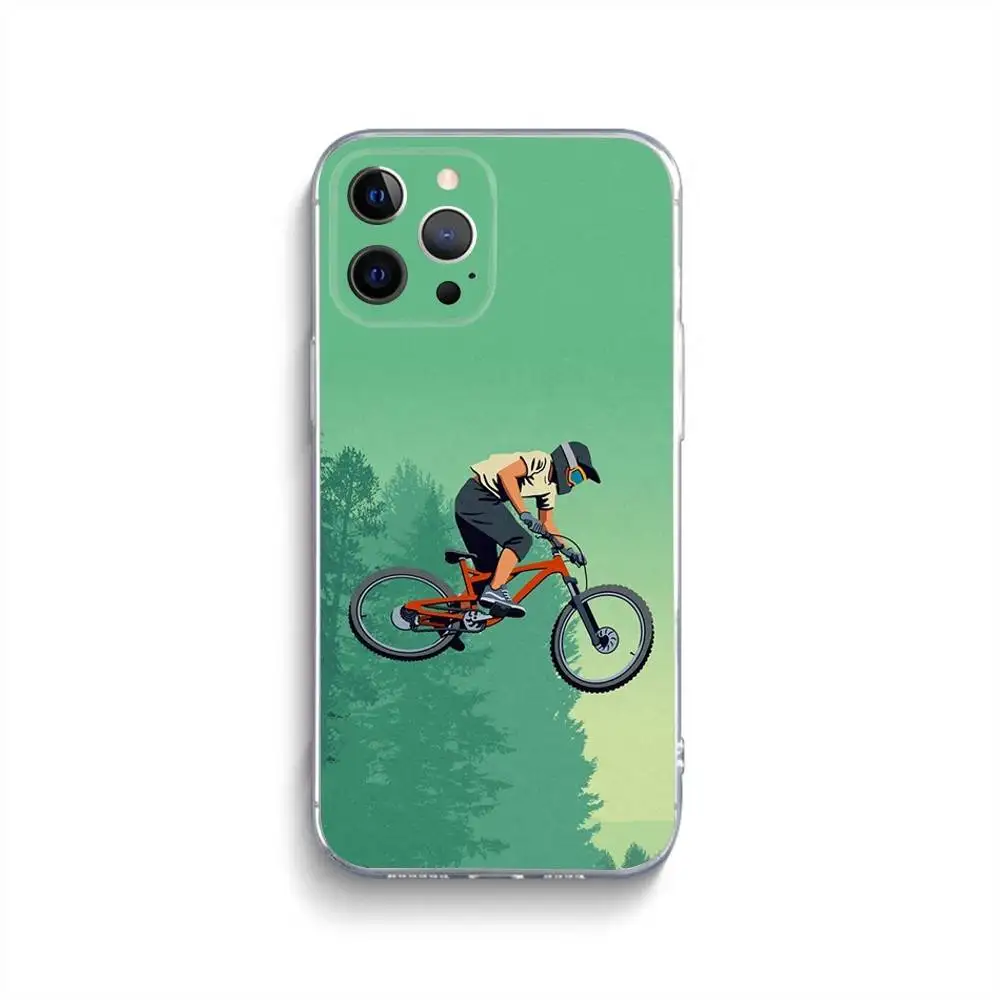 Mountainbike Fahrrad Handyhülle für iPhone 16,15,14,13,12,11,Pro,Max,Xs,Xr,X,7,8,Plus,Mini Silikon Clear Cover