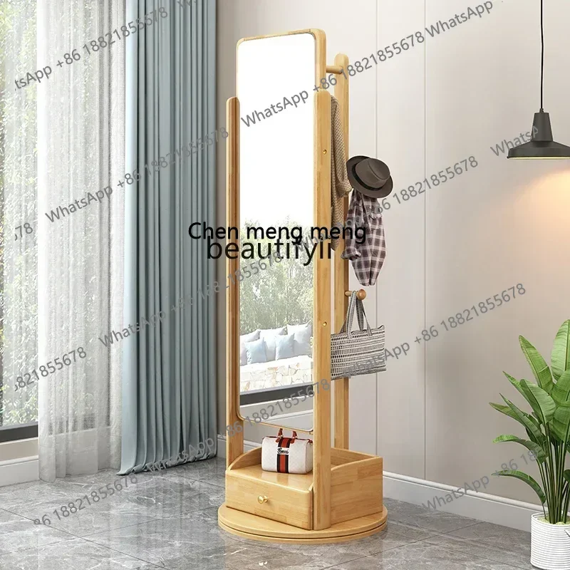 S7486 ss CXH Rotating Full-Length Mirror Movable Clothes Rack Floor with Mirror Integrated