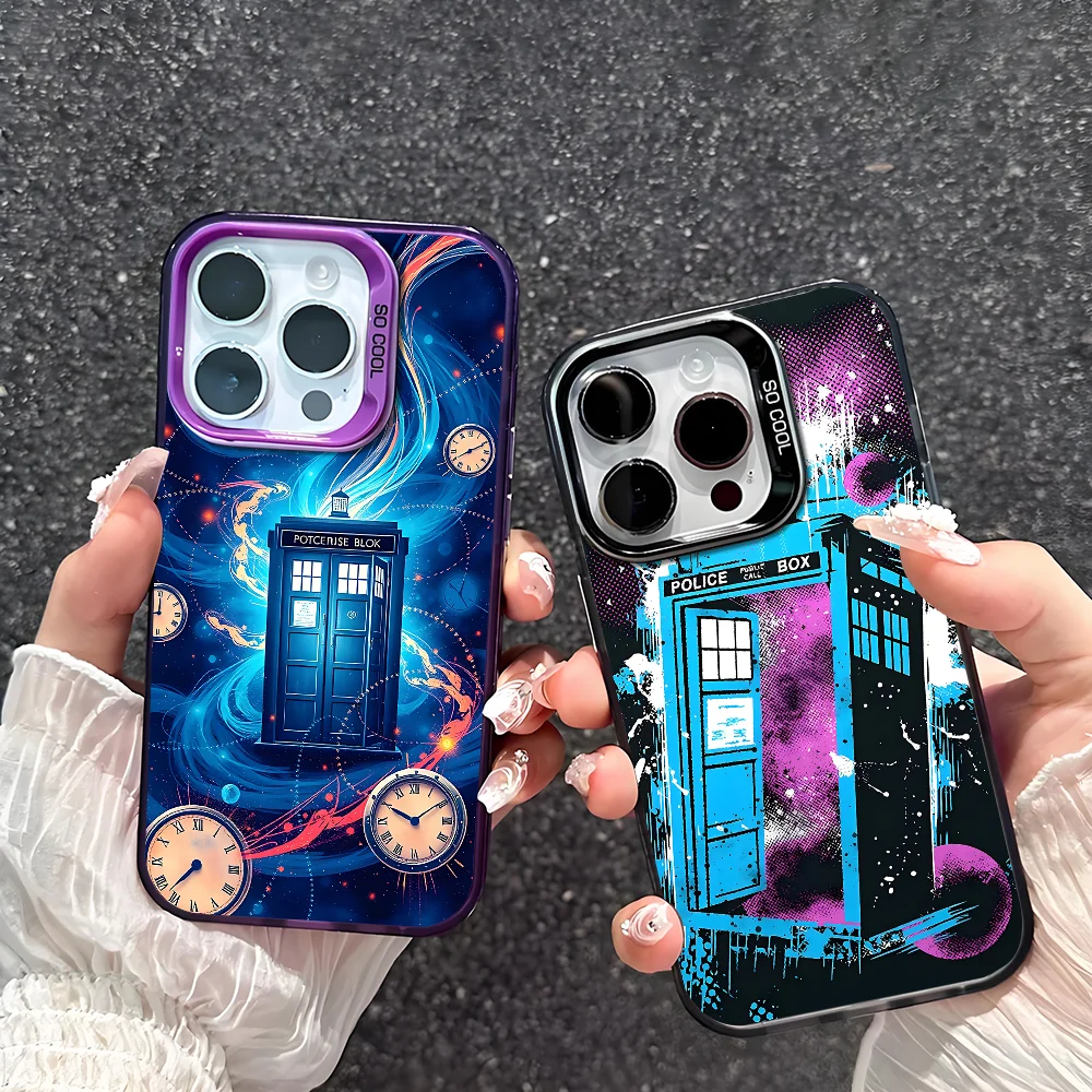 حافظة هاتف D-DoctorS W-Who لهاتف آيفون 17 16 15 14 13 12 11 Pro Max Plus Mini IMD لون فضي