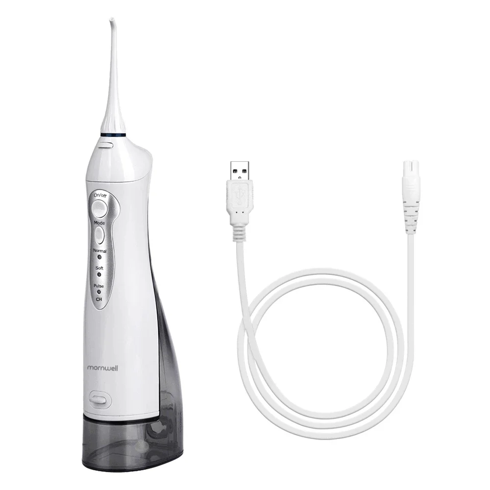 Mornwell USB Rechargeable Water Flosser- Portable Dental Water Jet, 300ML Tank, Waterproof Teeth Cleaner