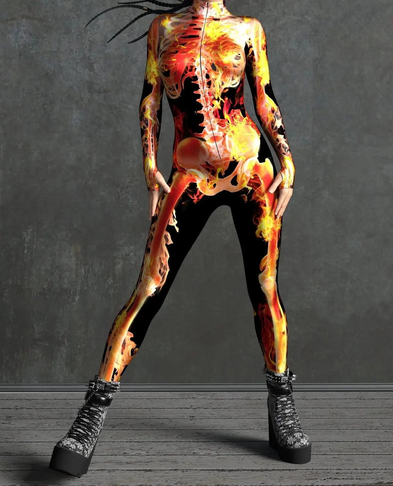 Armour Cyber Damen Cosplay Punk Jumpsuit Kostüm für Feiertage, Halloween-Party, Ausgefallene Aufführungen, Bodysuits, Rompers, Zentai – Detail 13