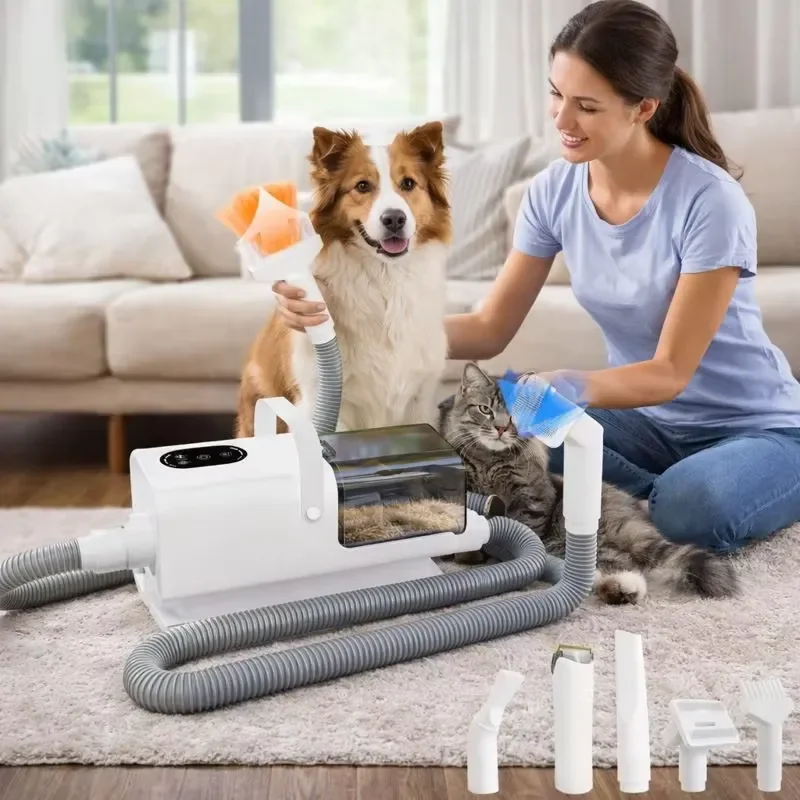 Portable Pet Grooming Vacuum Cleaner for Dogs and Cats Hair Removal Trimming Cleaning Tool Low Noise Suction Clipper Kit Dog