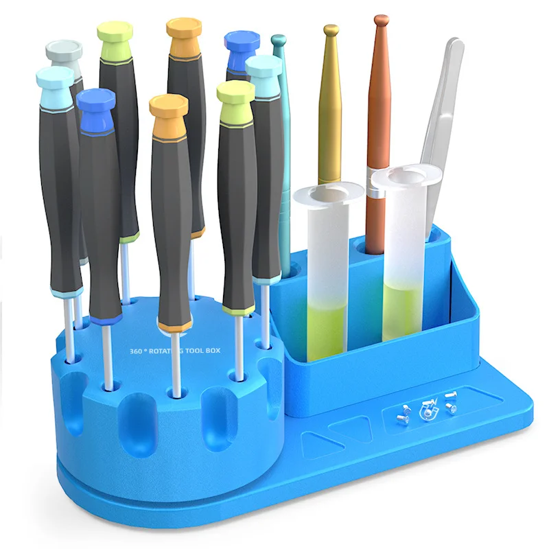 TE-193 Mobile Phone Repair Screwdriver Storage Rack Rotating Parts Box Magnetic Tool Box 360-Degree Rotating Storage Rack
