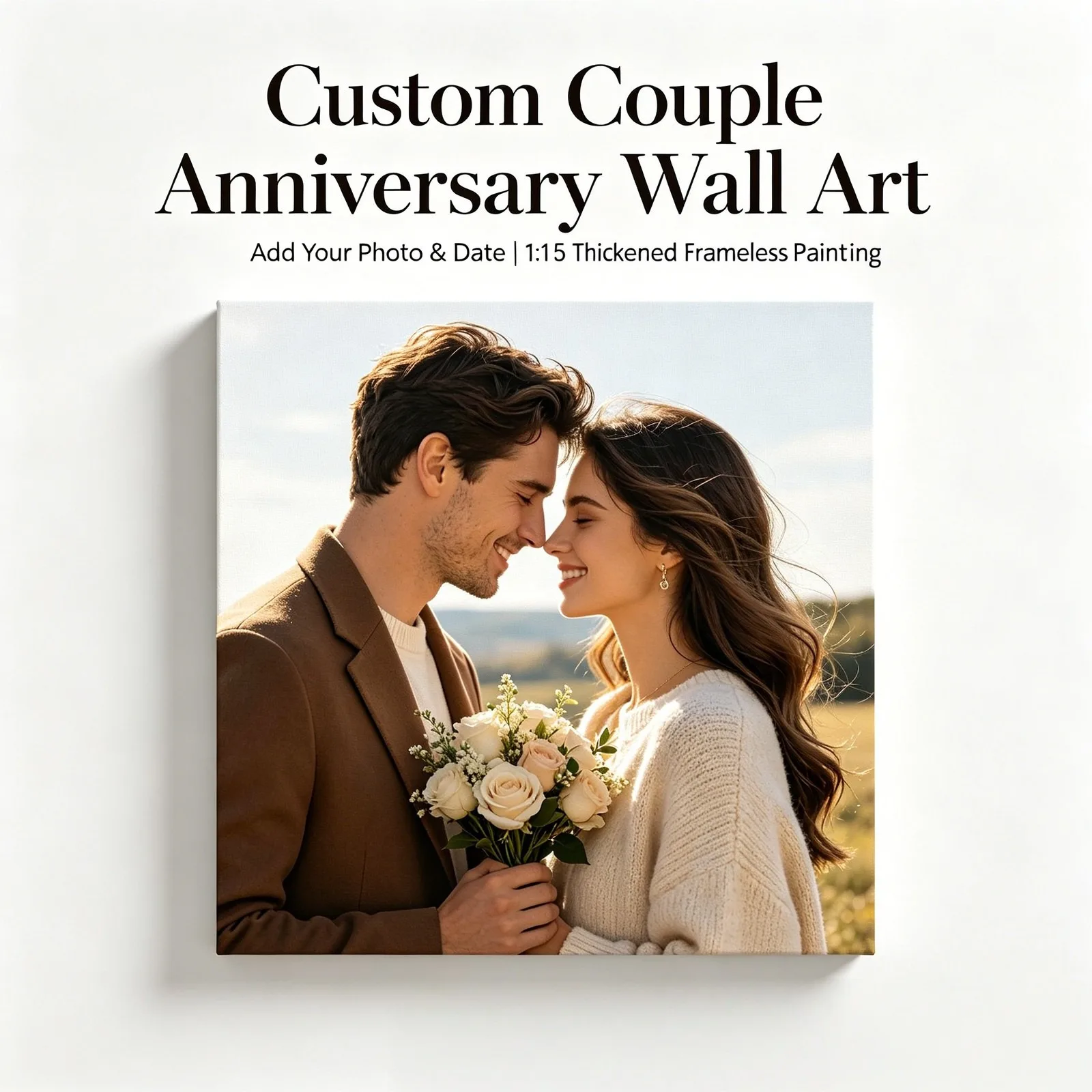 Personalized Couple Memory Keepsake Custom Photo Frameless Canvas Wall Art
