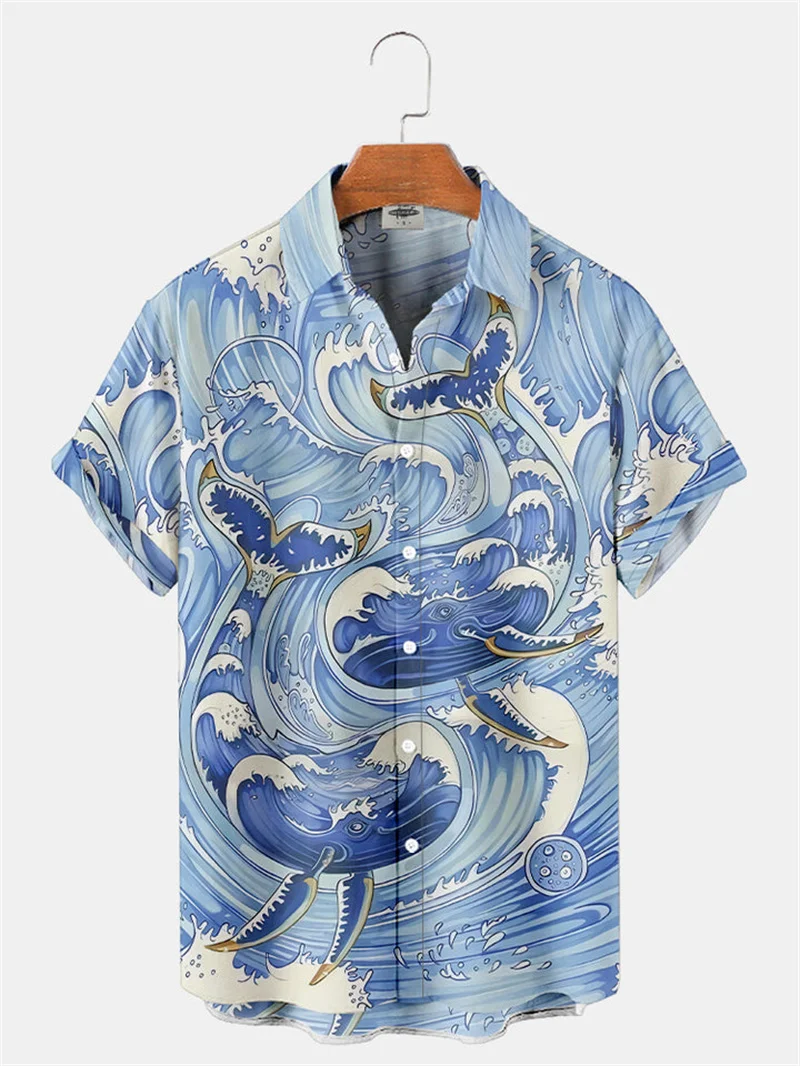 

Ocean Whale 2024 Hot Sale 3D Large Pattern Fashion Men's Clothing Hawaii Shirt Men's Shirt Daily Street