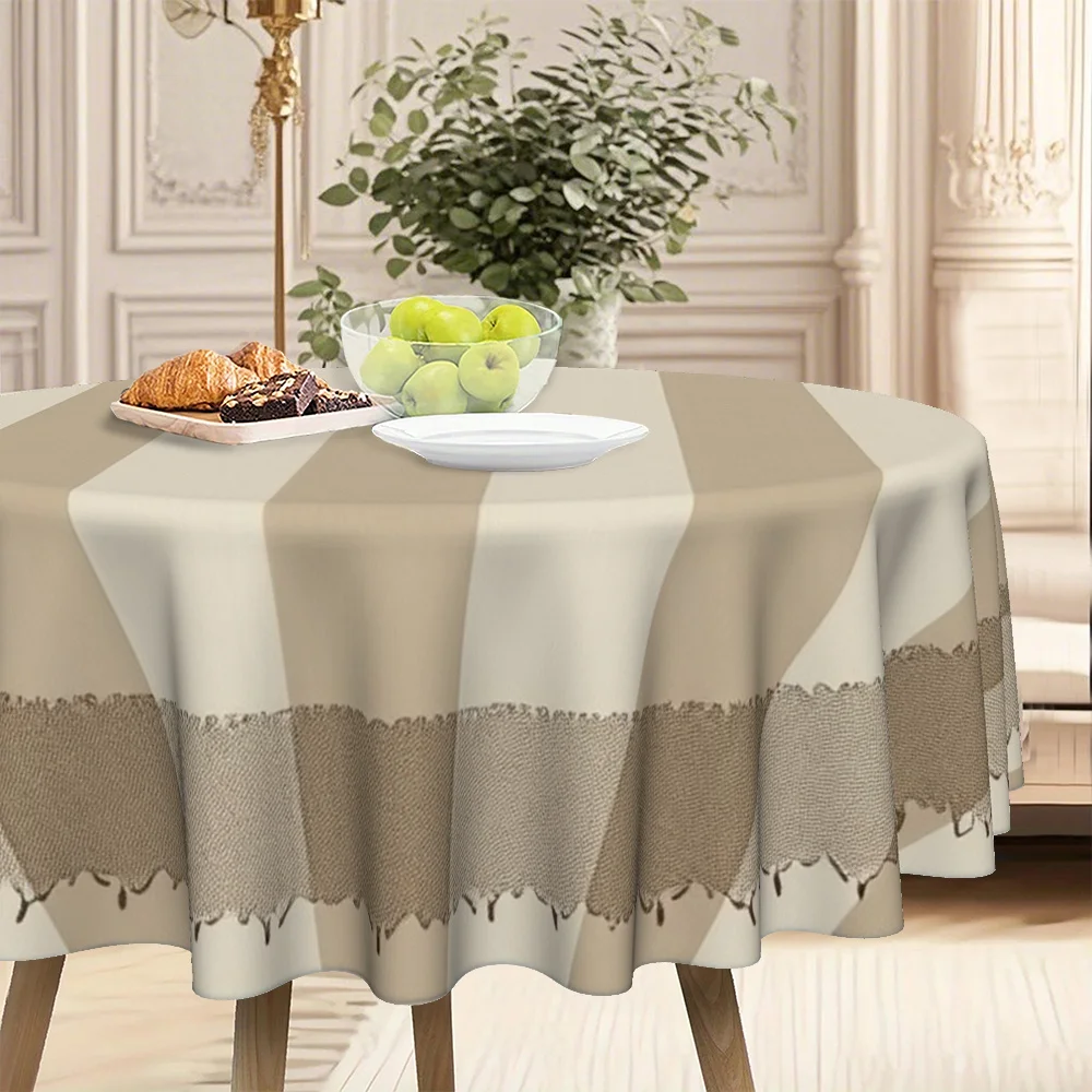 One round tablecloth - suitable for round tables - vertical striped Christmas tablecloth, fabric for festive table decorationzyc