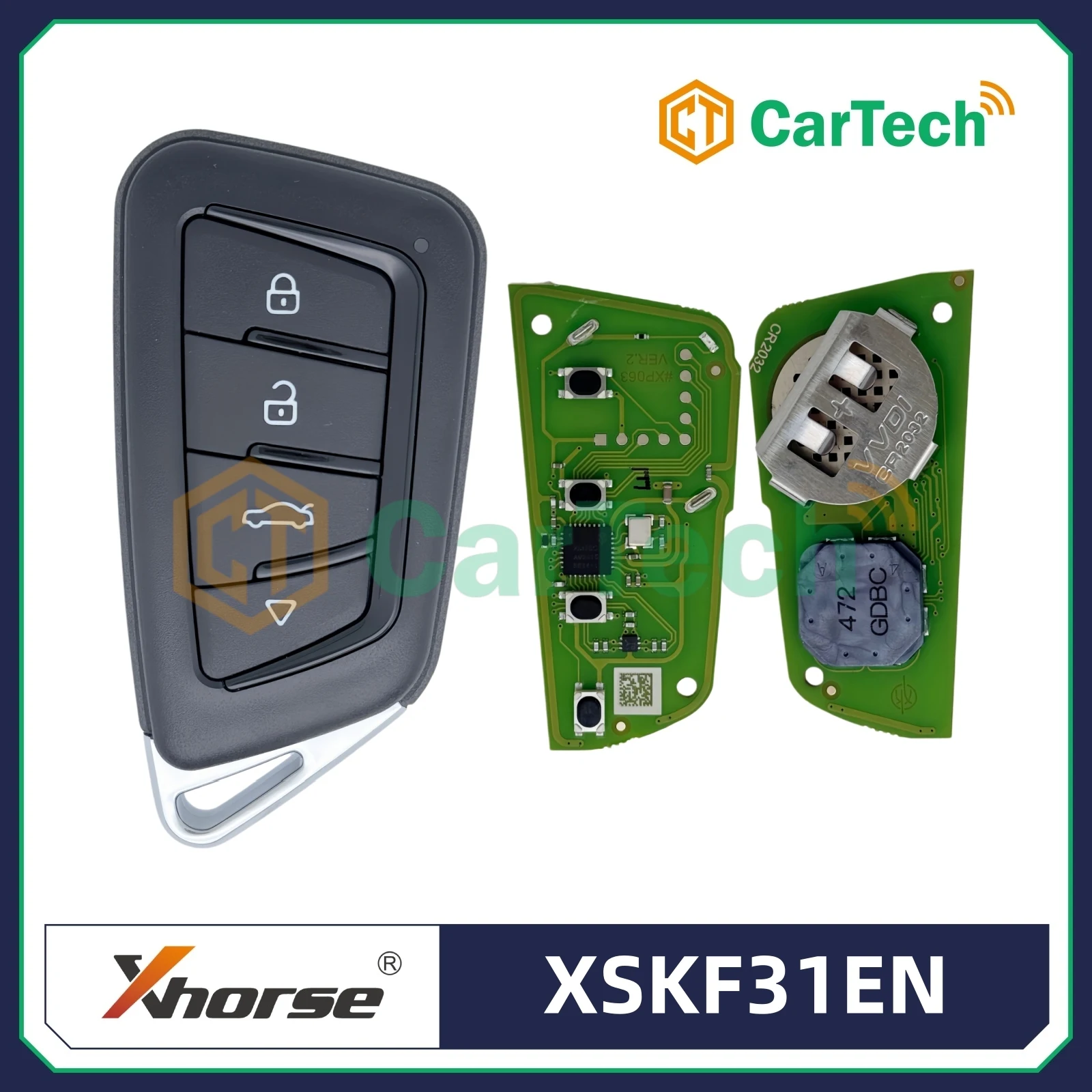 

Xhorse 2nd Generation Knife Style Smart 4 Button Remote Key XSKF31EN, Universal Proximity Smart Key for VVDI Key Tool