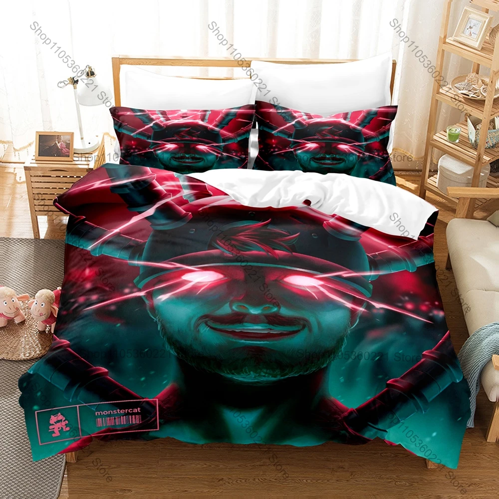 RAY VOLPE Themed Duvet Cover + 2 Pillowcases Electronic Music Design Cozy Bedding for Home & Dorm